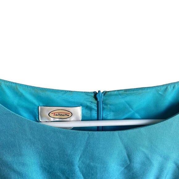 Vtg Talbots Womens Column Dress 8 Turquoise 100% Silk Lined Old Money Business - Picture 3 of 9